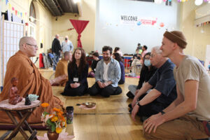 Ajahn Jotipalo speaks with Clear Mountain community members at the Seattle Saturday gathering on May 27th, 2023.