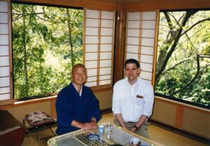 Cris Cyders and Kanemaru Sotetsu, Osho, at Seitai-ji, Yamanashi-ken, Japan, 1985