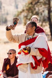 Tulku Sangak Rinpoche performs rituals, at the three-year retreat site at the Namchak Retreat Ranch