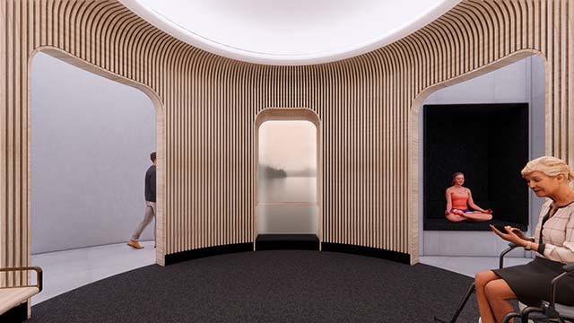 The  new prayer  room will feature  a  separate meditation alcove, as well as a larger contemplative  space