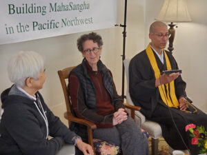 Feng was one of three leaders in a 2022 teachers’ meeting, with Rev. Kosho Finch and Irene Goto, offered by Northwest Dharma  Association