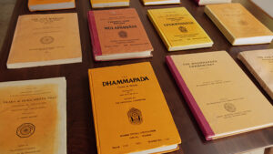 The Myanmar Pitaka Association books were always bound the same with orange covers, and  printed on what looked like recycled paper