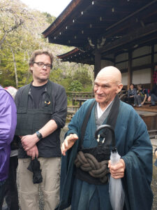 Yuho Tom Kirscher greets us at Tenryu-ji Monastery, where he lives and practices. Note that he’s wearing the robes of a novice monk