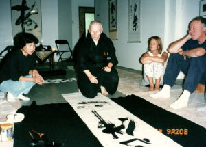 Early on the sangha  hosted a Zen arts event at the Site Line Gallery, with Eidō san’s brush teacher, Tokunaga sensei