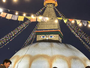 The Boudhanath Stupa in Kathmandu was the backdrop and an inspiration, for Lama Bruce’s early years of retreat