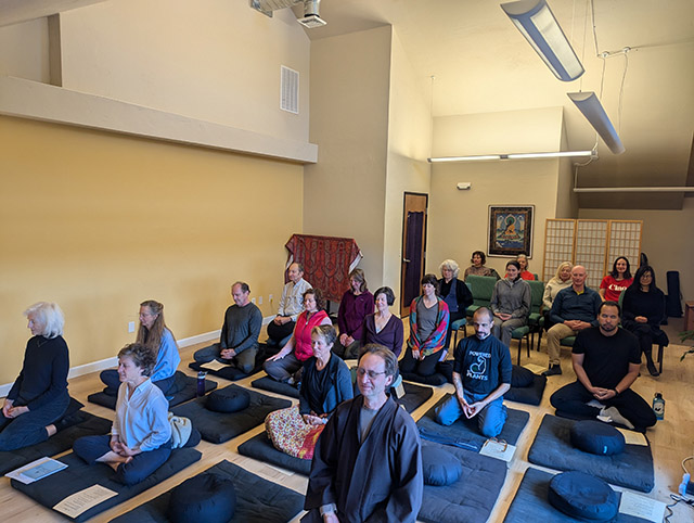 At a recent mahasangha day, meditators from multiple traditions sit together