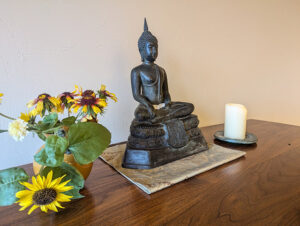 The main altar in the Bozeman Dharma Center meditation hall