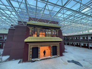 The Kilung Shedra Temple and solar cap at dusk