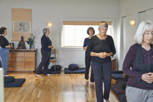 Kinhin (walking meditation) with dear sangha members Bonnie Brew, Ace Davis, Barb Carey, Kay Peters, Ellen Cote