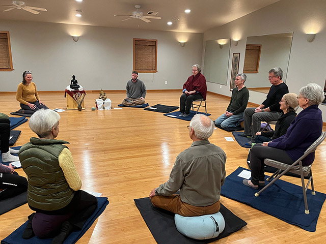 People from multiple traditions sit together at the Walla Walla Dharma Sangha