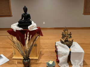 The Walla Walla Dharma Sangha altar features dharma representations from multiple traditions