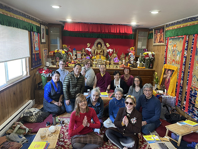 Sangha gathers after a teaching by Lama Zopa Gyamptso, resident lama for Drikung Seattle