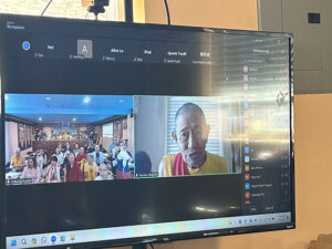 The sangha gathers for a picnic lunch after a 2025 practice session