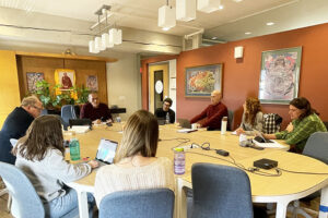 Students in a Tibetan Buddhist philosophy class with Yangsi Rinpoche