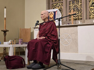 Venerable Thubten Chodron offering a 2024 public talk on equanimity, at  the church