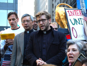 Pastor Michael Ellick, in the role of religious leader and event organizer, at the 2011 Occupy Wall Street demonstrations in New York City