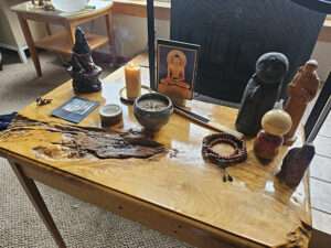 The main altar showcased various statues, images and other items holding meaning for those at the gathering