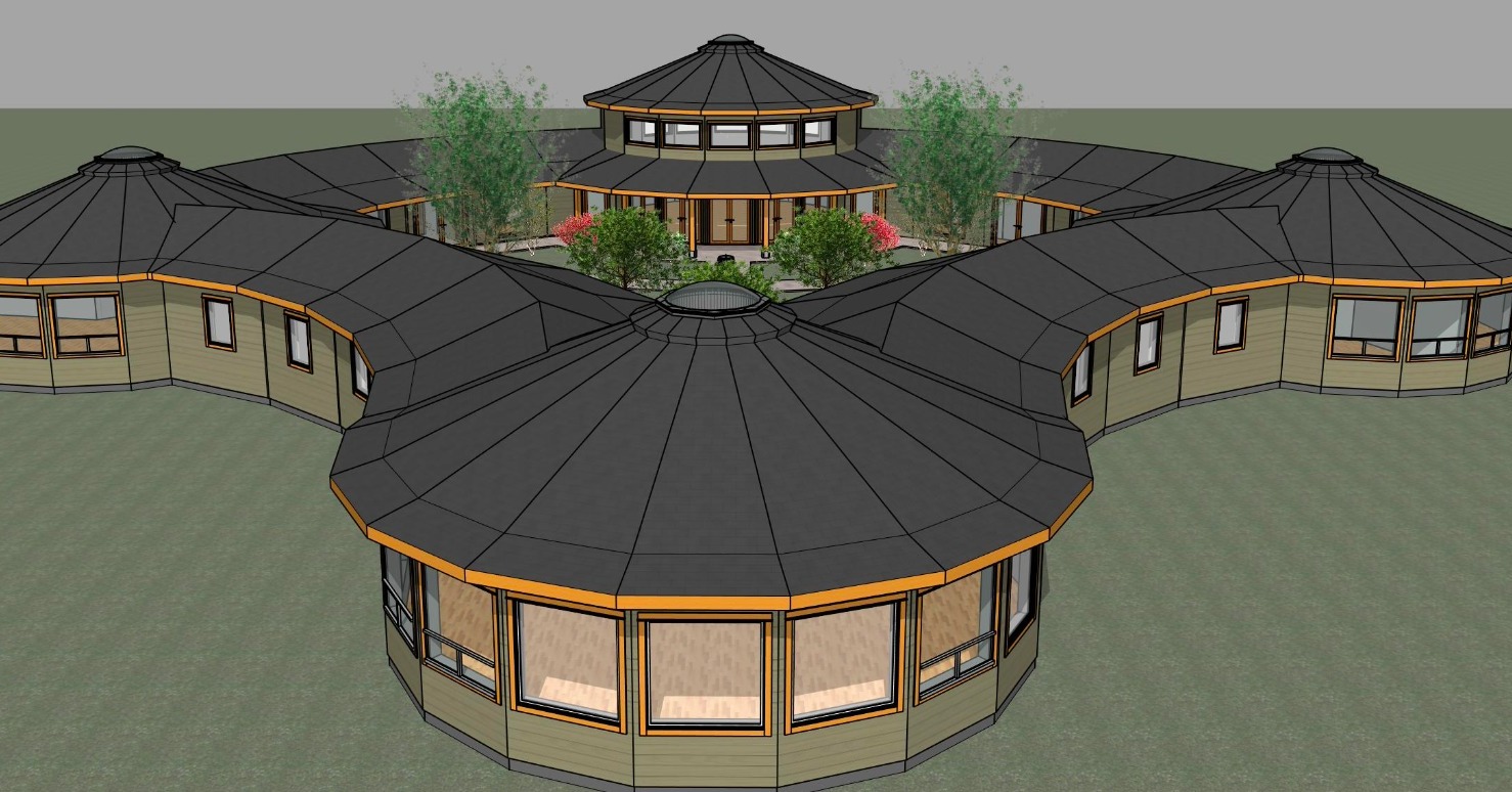 An artist  rendition of planned 8,000-square-foot Clear Sky temple project, which will include a central meditation hall