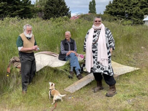 Bill Porter, Millie, Isaac Gardiner, and Pamela Sampel, on the land just prior to the 2021 dedication ceremony